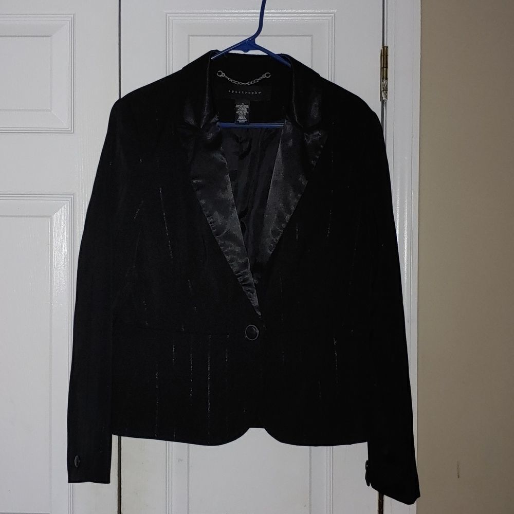 Apostrophe black pinstriped blazer Sz 16